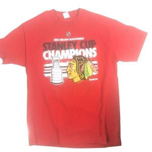 Blackhawks Stanley Cup Champions Mens Reebok NHL T-Shirt Large